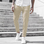 Straight Leg Chino Trousers with Drawstring for Men - View 8