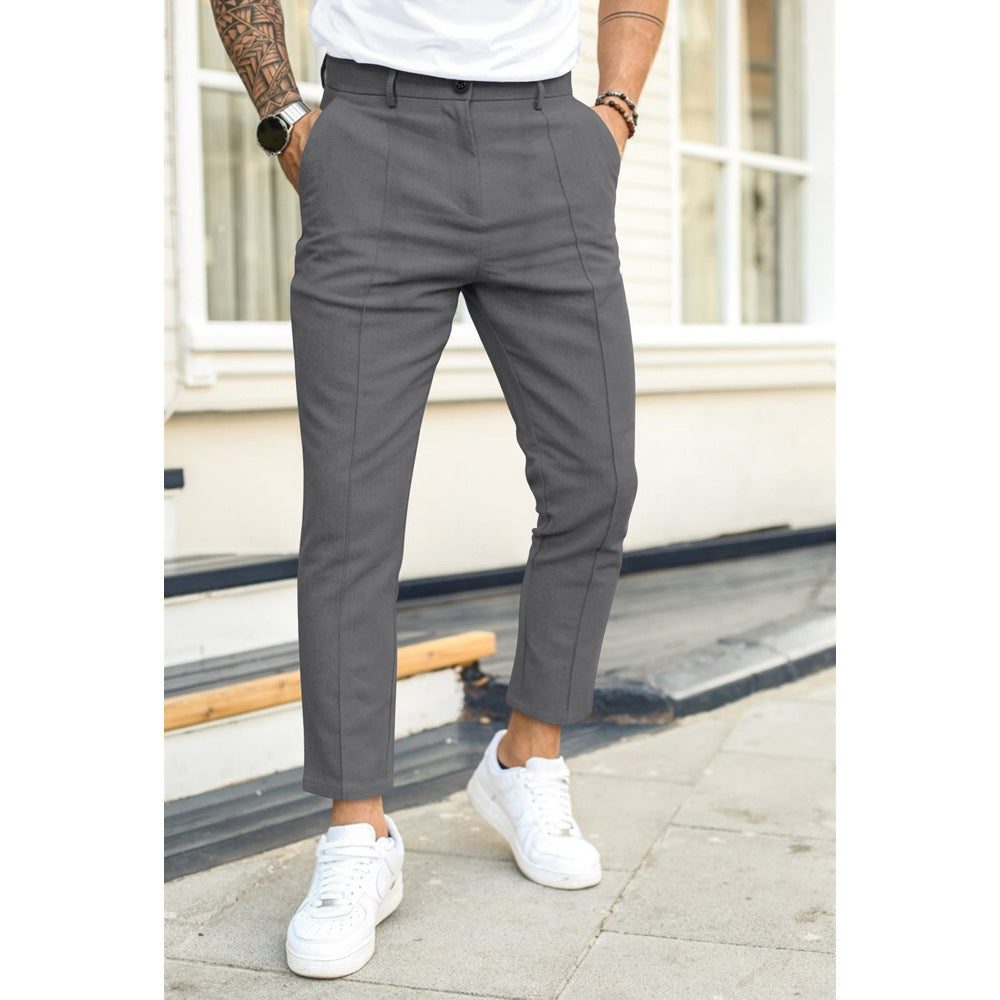 Straight Leg Cropped Trousers for Men
