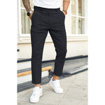 Straight Leg Cropped Trousers for Men - Black
