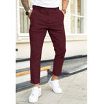 Straight Leg Cropped Trousers for Men - Red