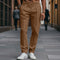 Straight Leg Drawstring Chino Trousers for Men - Brown
