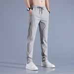Straight Leg Drawstring Trousers for Men - Hellgrau