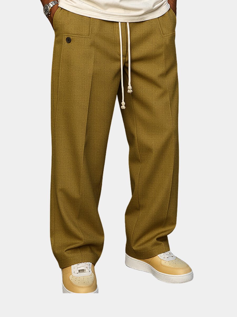 Straight Leg Drawstring Trousers for Men