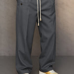 Straight Leg Drawstring Trousers for Men - Gray