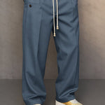 Straight Leg Drawstring Trousers for Men - Blue