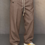 Straight Leg Drawstring Trousers for Men - Light Brown