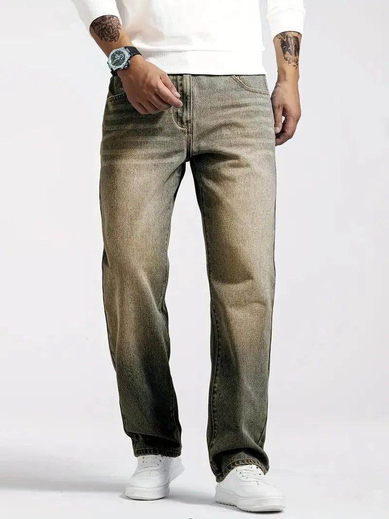 Straight Leg Jeans for Men - Khaki