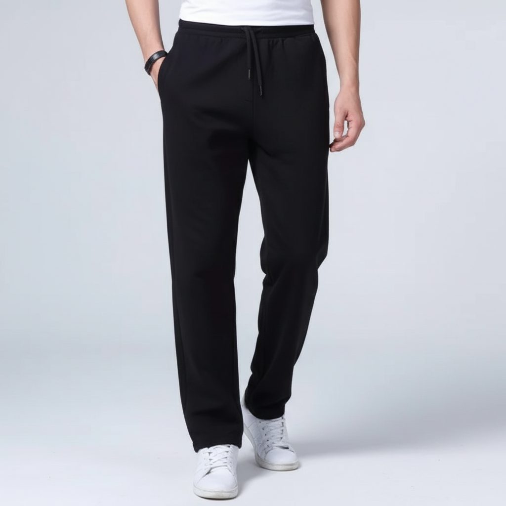 Straight Leg Jogging Trousers for Men - Black