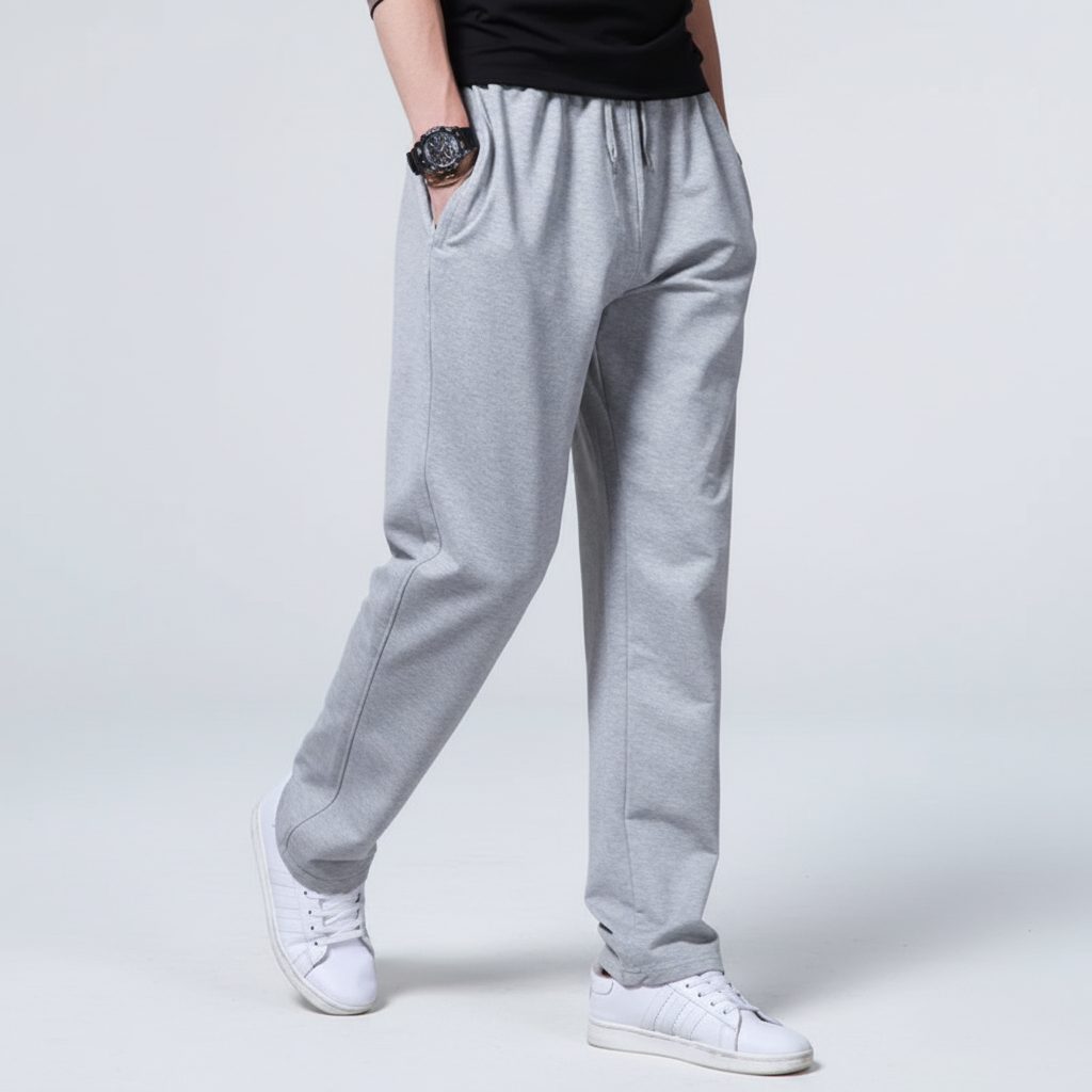 Straight Leg Jogging Trousers for Men - Light Gray