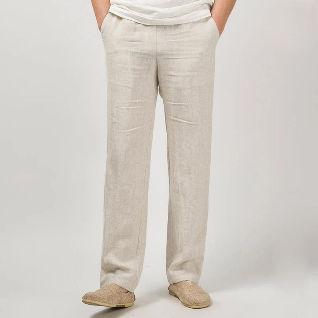 Straight Leg Linen Trousers for Men