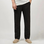 Straight Leg Linen Trousers for Men - Black