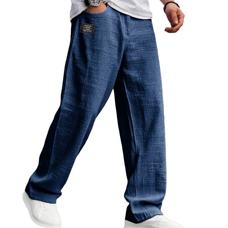 Straight Leg Trousers for Men - Navy Blue