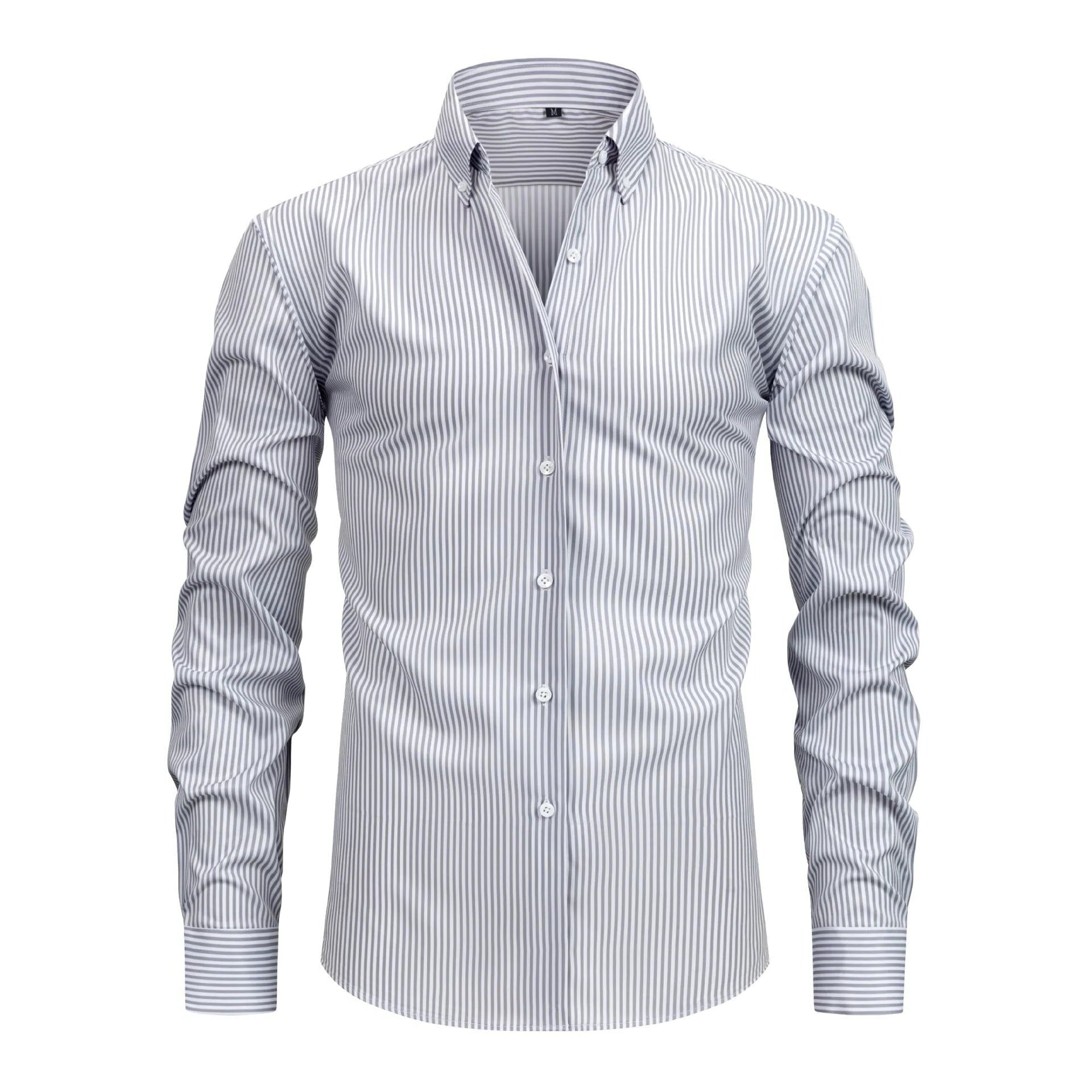 Stretch Button-Down Long Sleeve Shirt for Men - White