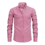 Stretch Button-Down Long Sleeve Shirt for Men - Red