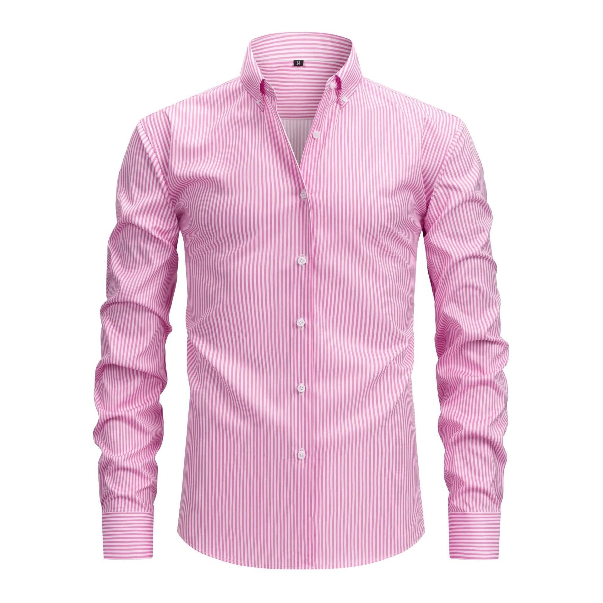 Stretch Button-Down Long Sleeve Shirt for Men - Pink