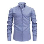 Stretch Button-Down Long Sleeve Shirt for Men - Blue