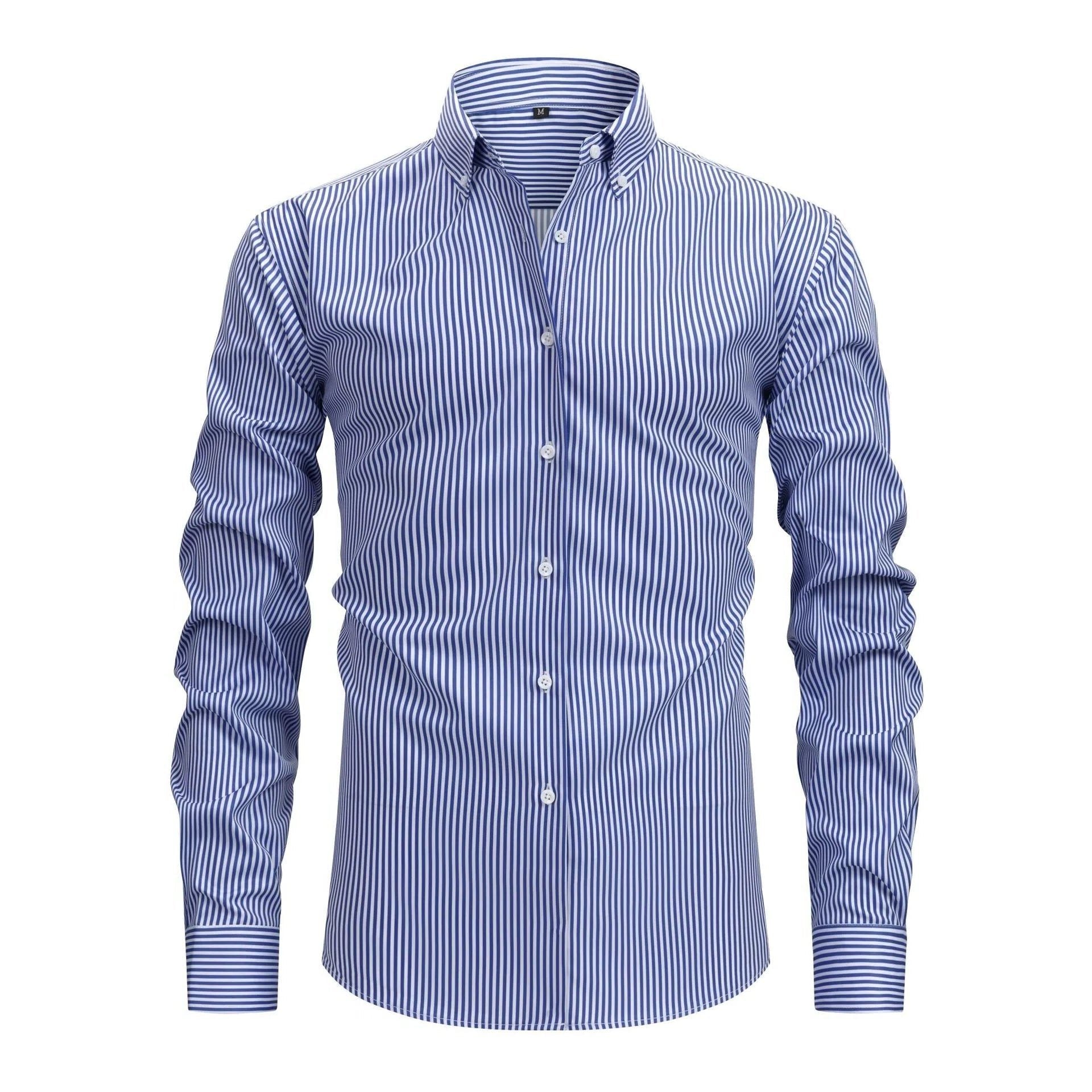 Stretch Button-Down Long Sleeve Shirt for Men - Blue