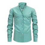 Stretch Button-Down Long Sleeve Shirt for Men - Green