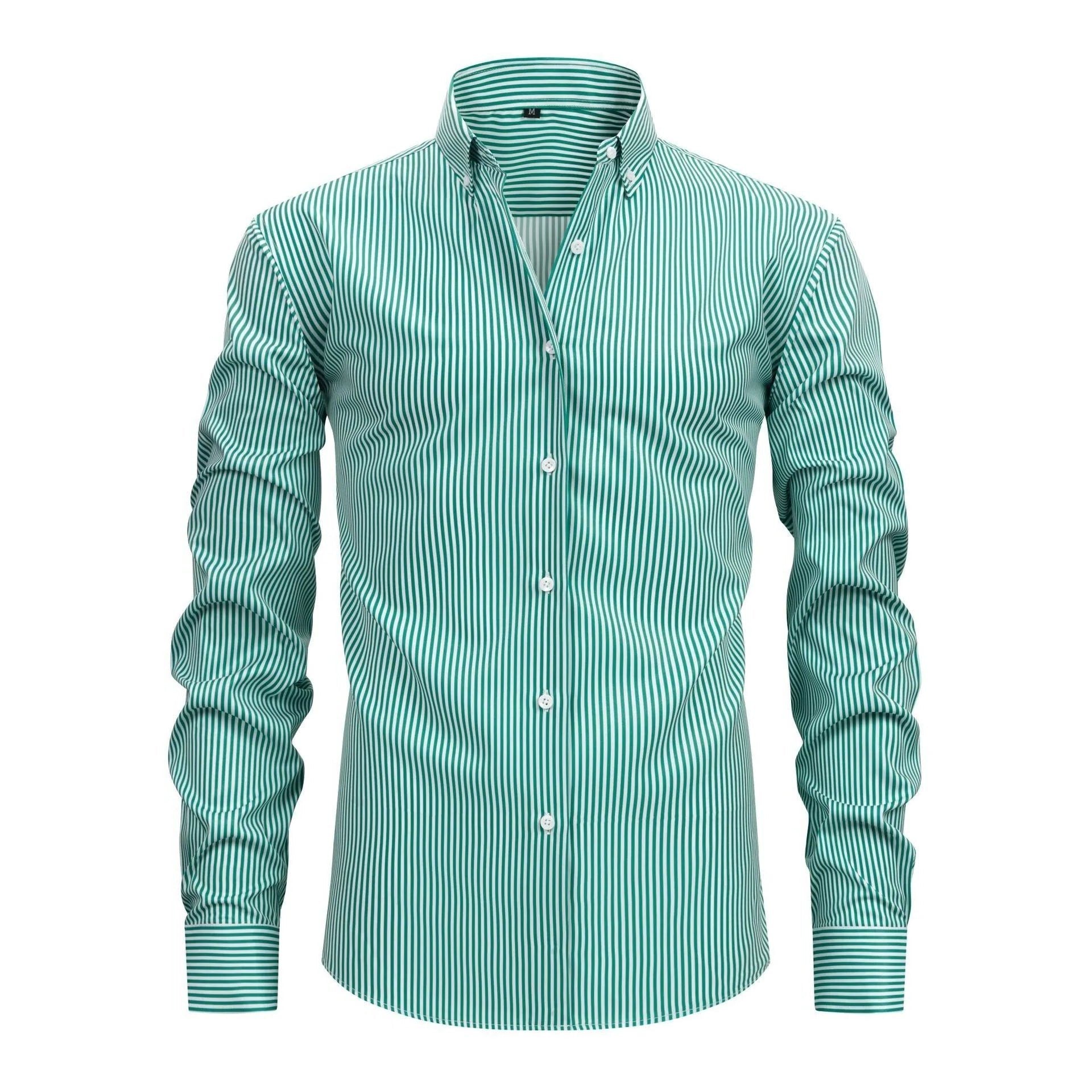 Stretch Button-Down Long Sleeve Shirt for Men - Green