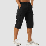 Stretch Fit Cargo Shorts with Welt Pockets for Men - Black