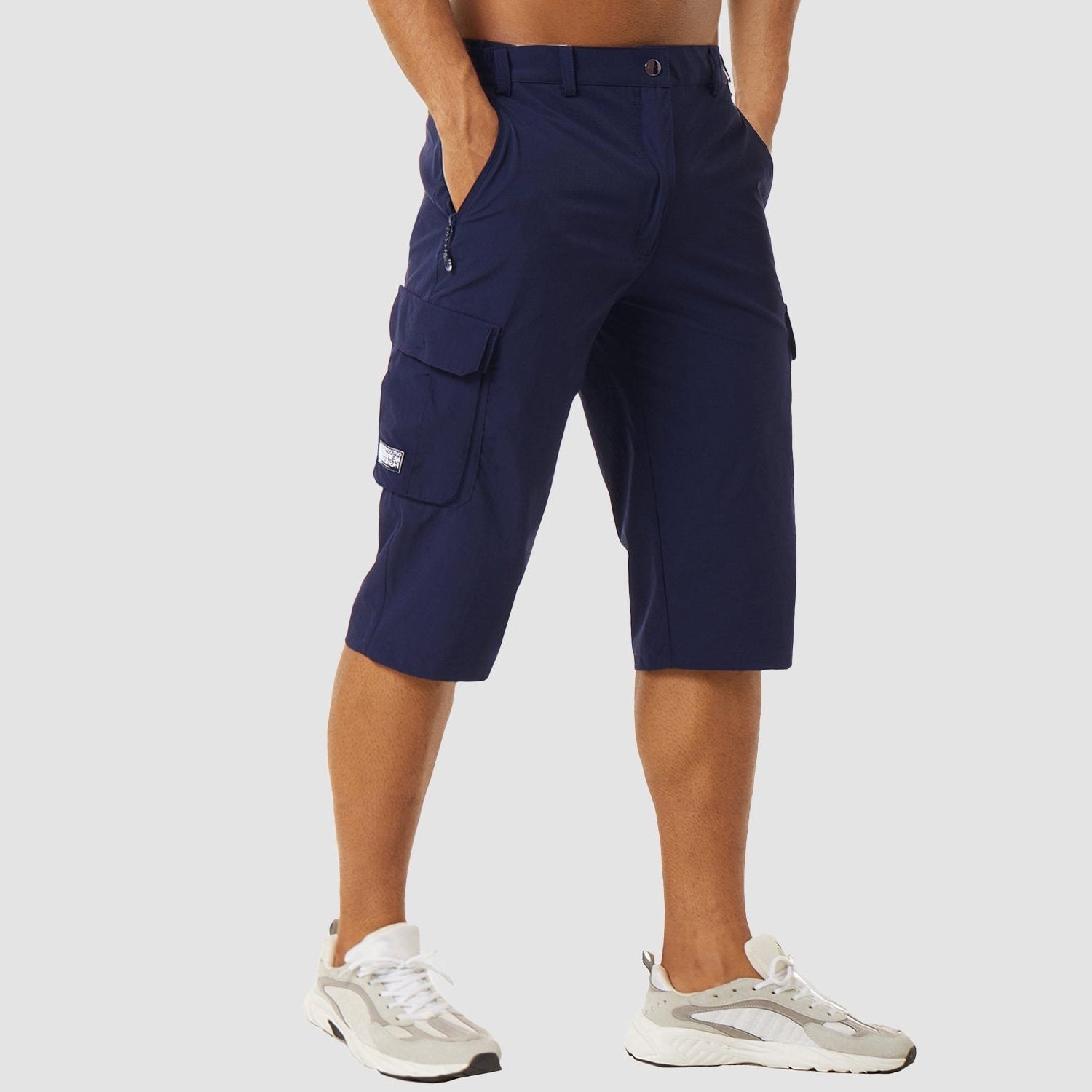 Stretch Fit Cargo Shorts with Welt Pockets for Men - Dark Purple