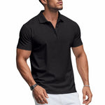 Stretch Short Sleeve Polo Shirt for Men - Black