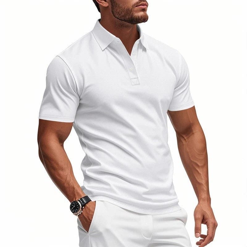 Stretch Short Sleeve Polo Shirt for Men - White