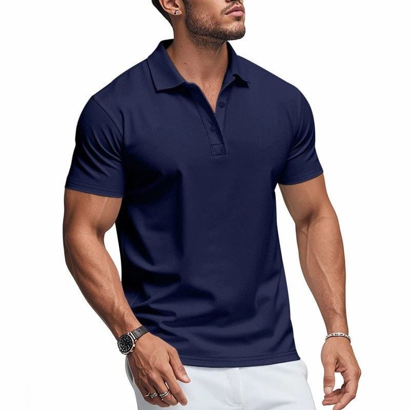 Stretch Short Sleeve Polo Shirt for Men - Navy Blue