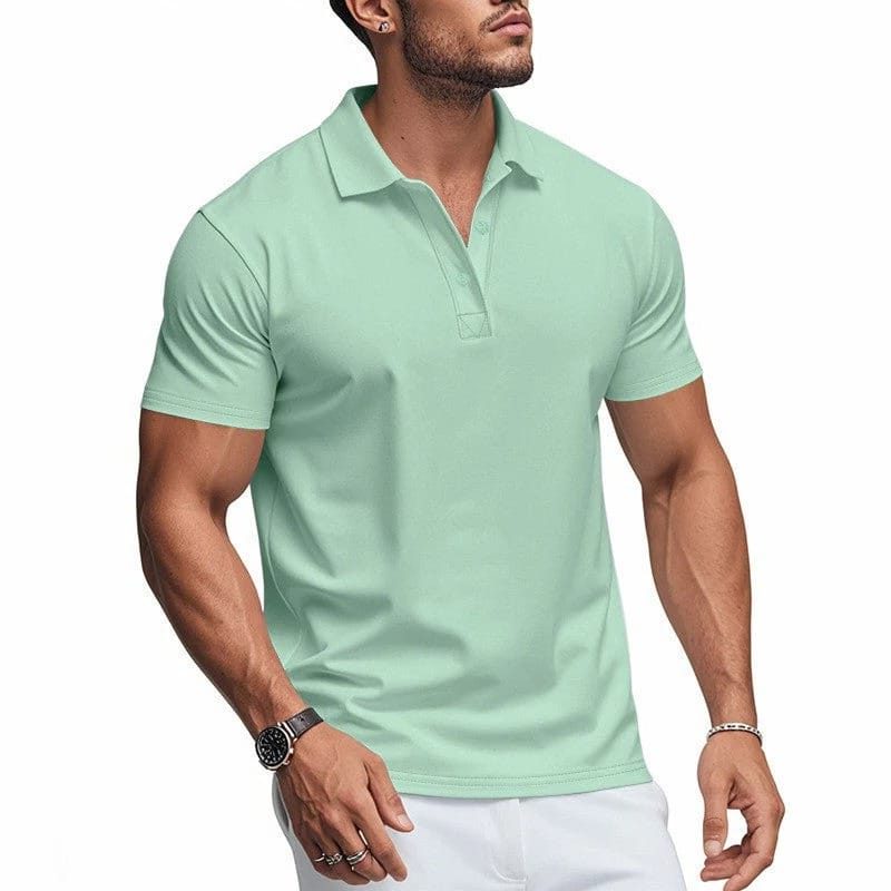 Stretch Short Sleeve Polo Shirt for Men - Mint Green