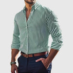 Striped Button-Down Long Sleeve Shirt for Men