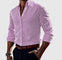 Striped Button-Down Long Sleeve Shirt for Men - Pink