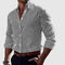 Striped Button-Down Long Sleeve Shirt for Men - Black