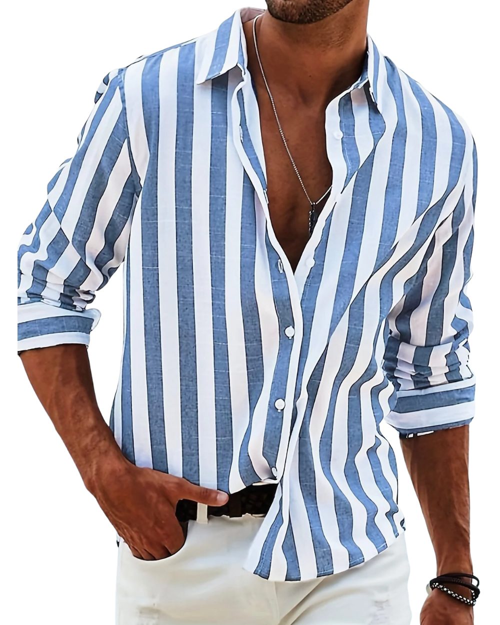 Striped Button-Down Shirt for Men - View 2