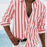 Striped Button-Down Shirt for Men - Red