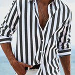 Striped Button-Down Shirt for Men - Black