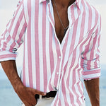 Striped Button-Down Shirt for Men - Pink