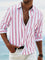 Striped Button-Down Shirt for Men - Pink