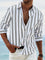 Striped Button-Down Shirt for Men - Grey