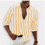 Striped Button-Down Shirt for Men - Yellow