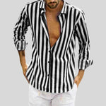 Striped Linen Button-Down Shirt for Men