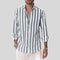 Striped Linen Button-Down Shirt for Men - Light Blue