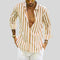 Striped Linen Button-Down Shirt for Men - Yellow