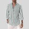 Striped Linen Button-Down Shirt for Men - Green