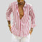 Striped Linen Button-Down Shirt for Men - Pink