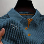 Textured Button-Down Polo Shirt for Men - Blue