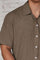 Textured Cuban Collar Short Sleeve Shirt for Men - Brown