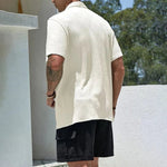 Textured Cuban Collar Short Sleeve Shirt for Men - View 13