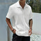 Textured Cuban Collar Short Sleeve Shirt for Men - White