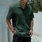 Textured Cuban Collar Short Sleeve Shirt for Men - Green
