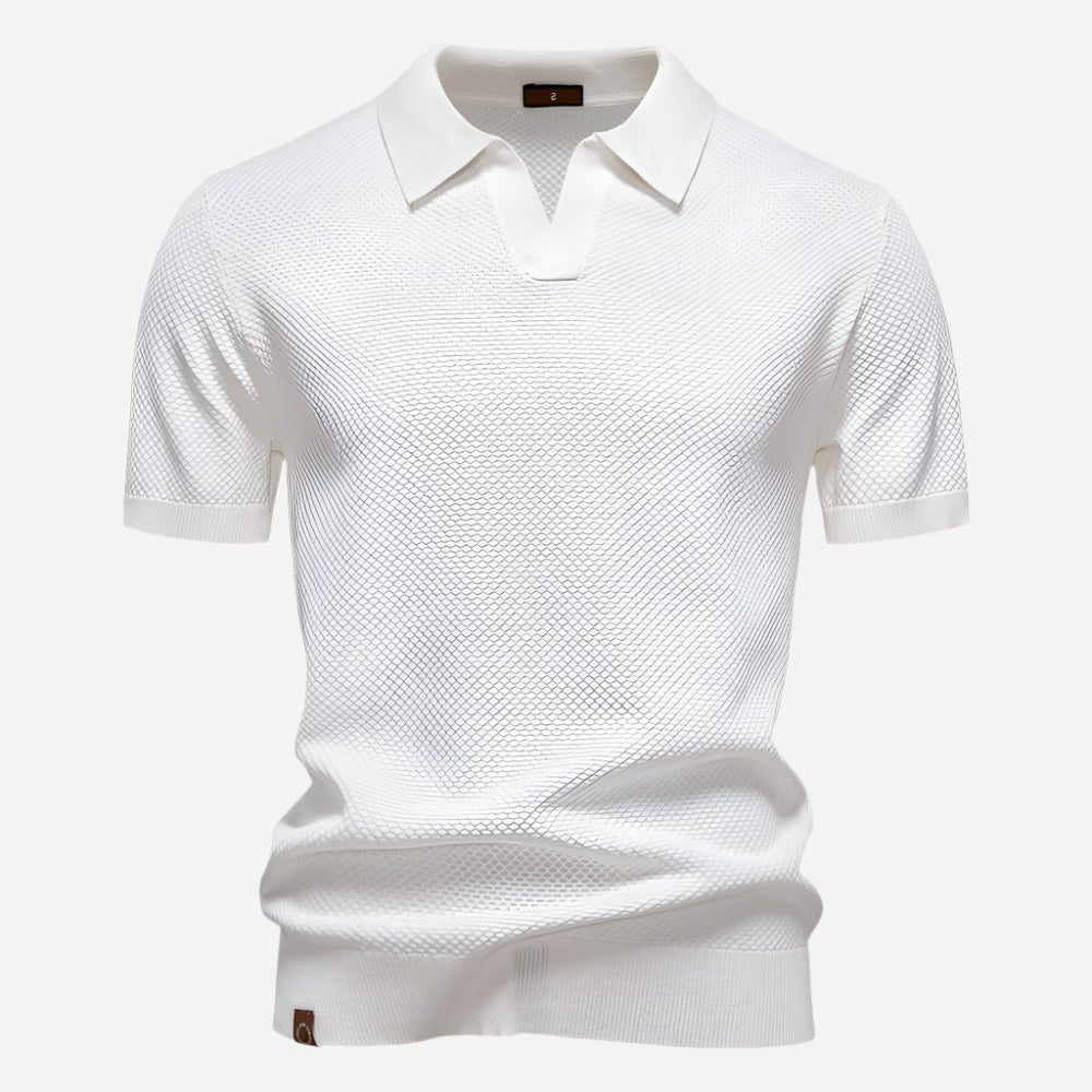 Textured Knit Polo Shirt for Men